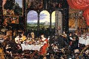 Jan Brueghel The Elder The Senses of Hearing, Touch and Taste Spain oil painting artist